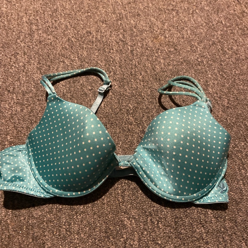 Aerie Blue Polka Dot Push Up Bra